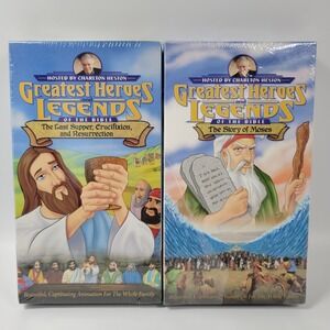 Greatest Heroes and Legends of the Bible Jesus & Moses Charlton Heston VHS‎ Lot